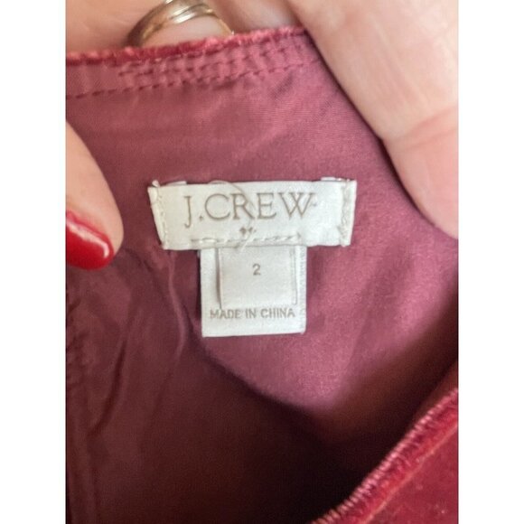 J Crew Womens Drapey Red Velvet Peplum Top Sz 2 Blouse Sleeveless Soft - Picture 8 of 10